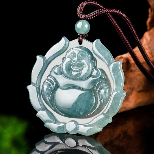 Wholesale Blue Jadeite Engraved Jade Pendant Buddha