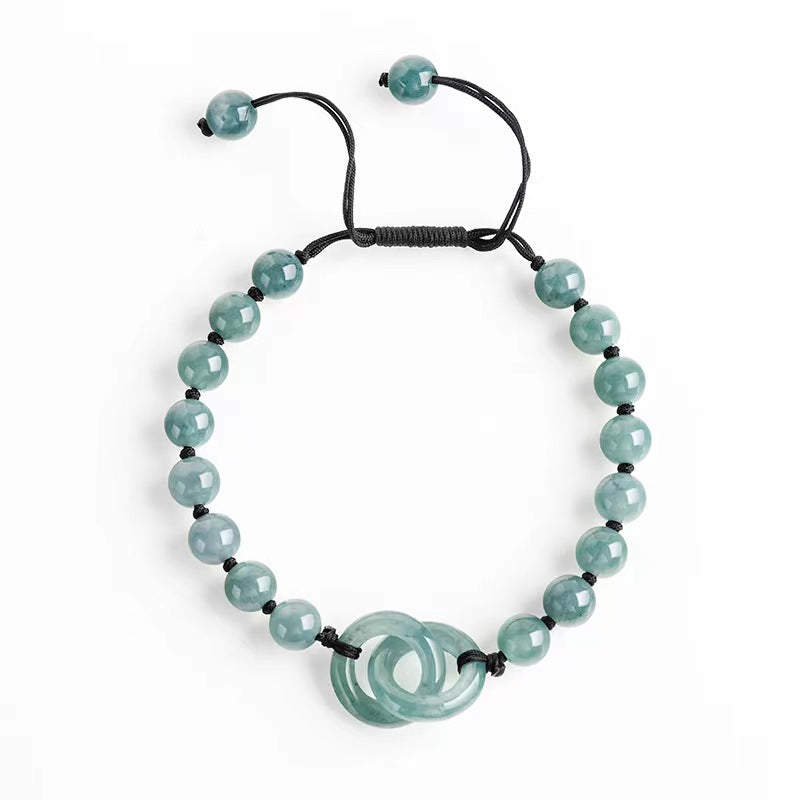 Wholesale Blue Jadeite Double Jade Ring Bracelet