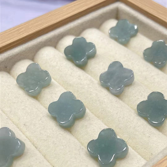 wholesale carved jade four leaf clover flower pendant for DIY