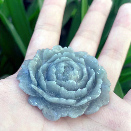 Wholesale Large Size Jade Carving Peony Jadeite Flower Pendant