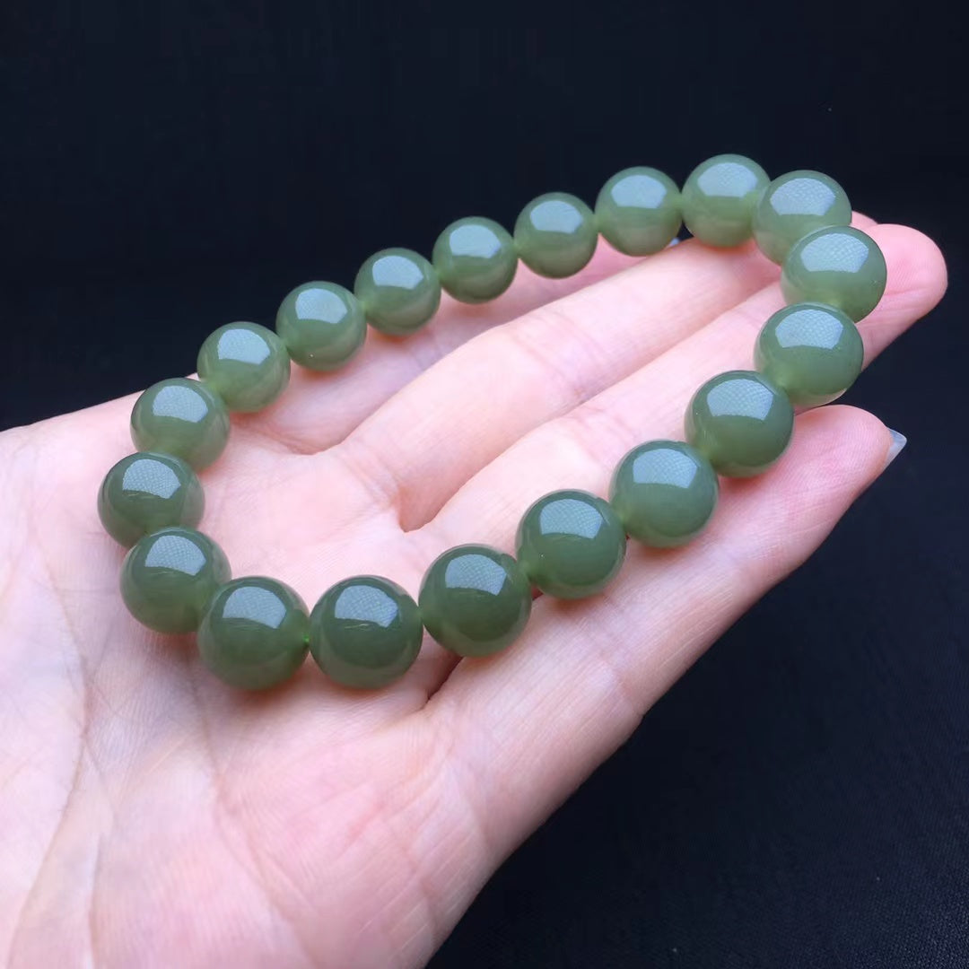 8mm-14mm Premium Quality Certified Natural Hetian Jade Bracelet Qiemo Sky Blue Nephrite