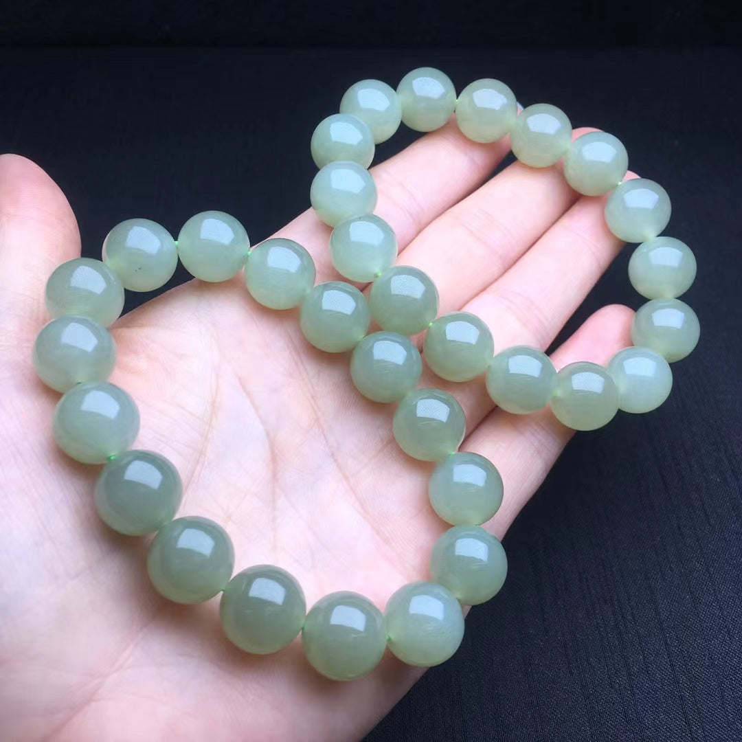 8mm-14mm Premium Quality Certified Natural Hetian Jade Bracelet Qiemo Sky Blue Nephrite