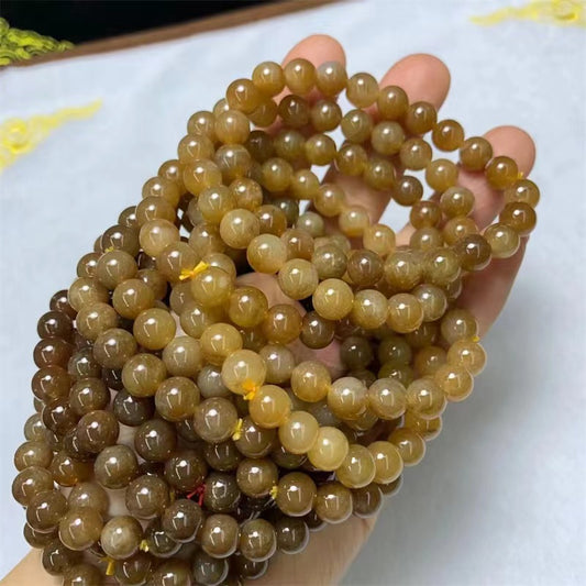 8mm beads caramel Hetian jade nephrite beaded bracelets