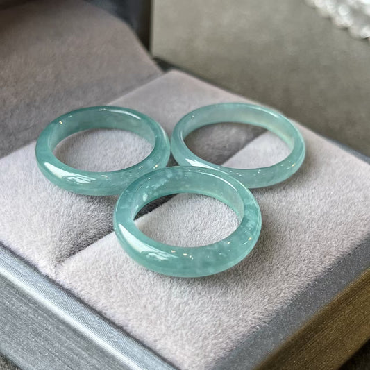 Type A Icy Translucent Guatemalan Jade Rings Blue Jade Loose Round Rings